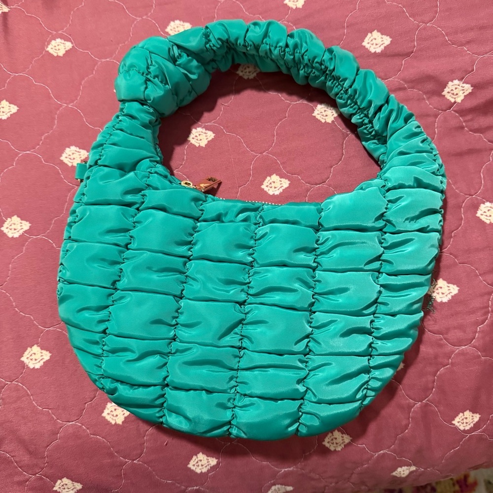 Urban Expressions || bright green puffer shoulder bag